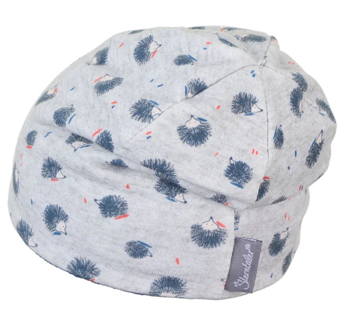 Sterntaler Slouch-Beanie in Hellgrau aus Jersey mit Igel