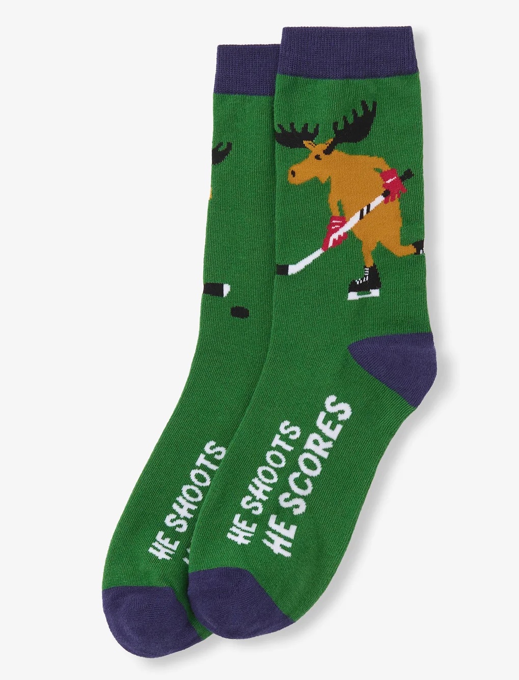 Little Blue House Herrensocken in Grün - Hockey Moose - Eishockey 