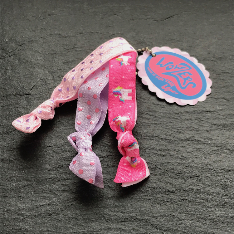 Wowzers Hair Ties Set von 3 Armbänder / Haargummis - Pink Einhörner