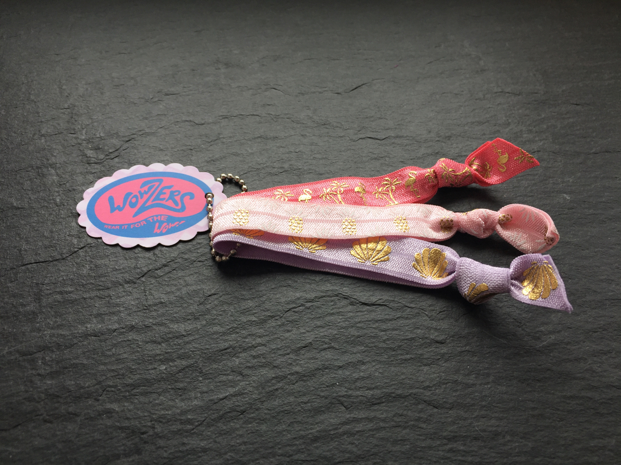 Wowzers Hair Ties Set von 3 Armbänder / Haargummi - Pastell Flamingos