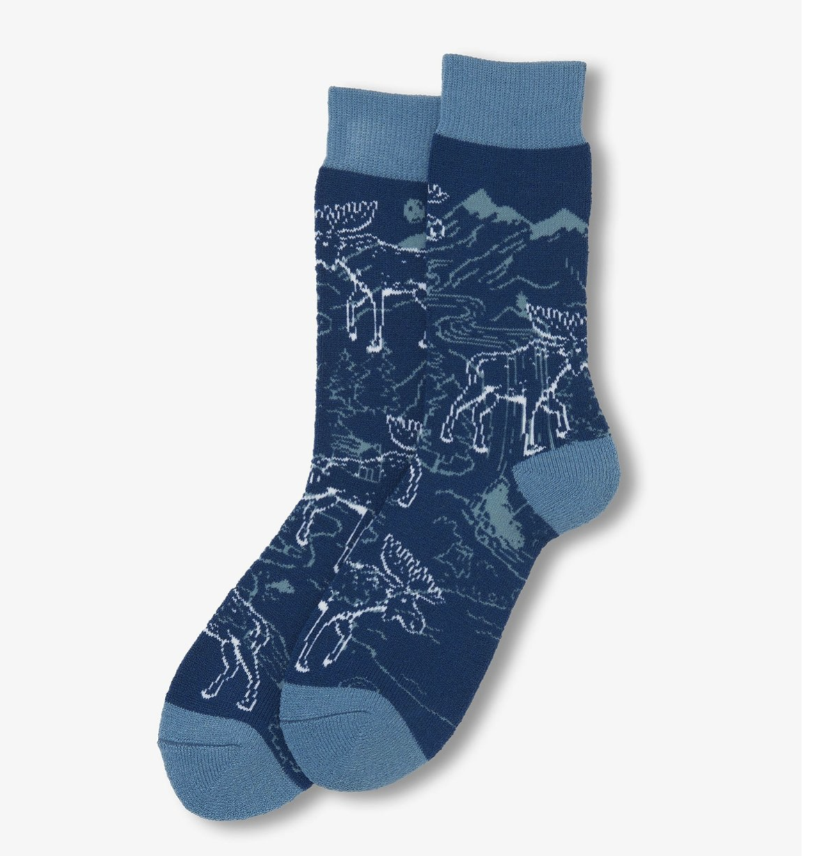 Little Blue House Cozy Socks Herrensocken Blau Elch & Bergen Little Blue House Cozy Socks Herrensocken Blau Elch & Bergen