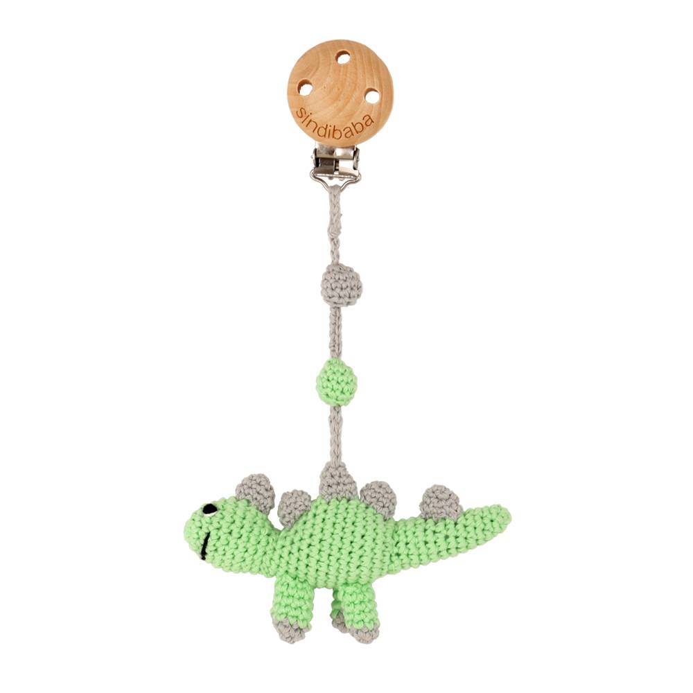 Sindibaba Bambus Häkel-Tier Baby Spielzeug Clip - Dino