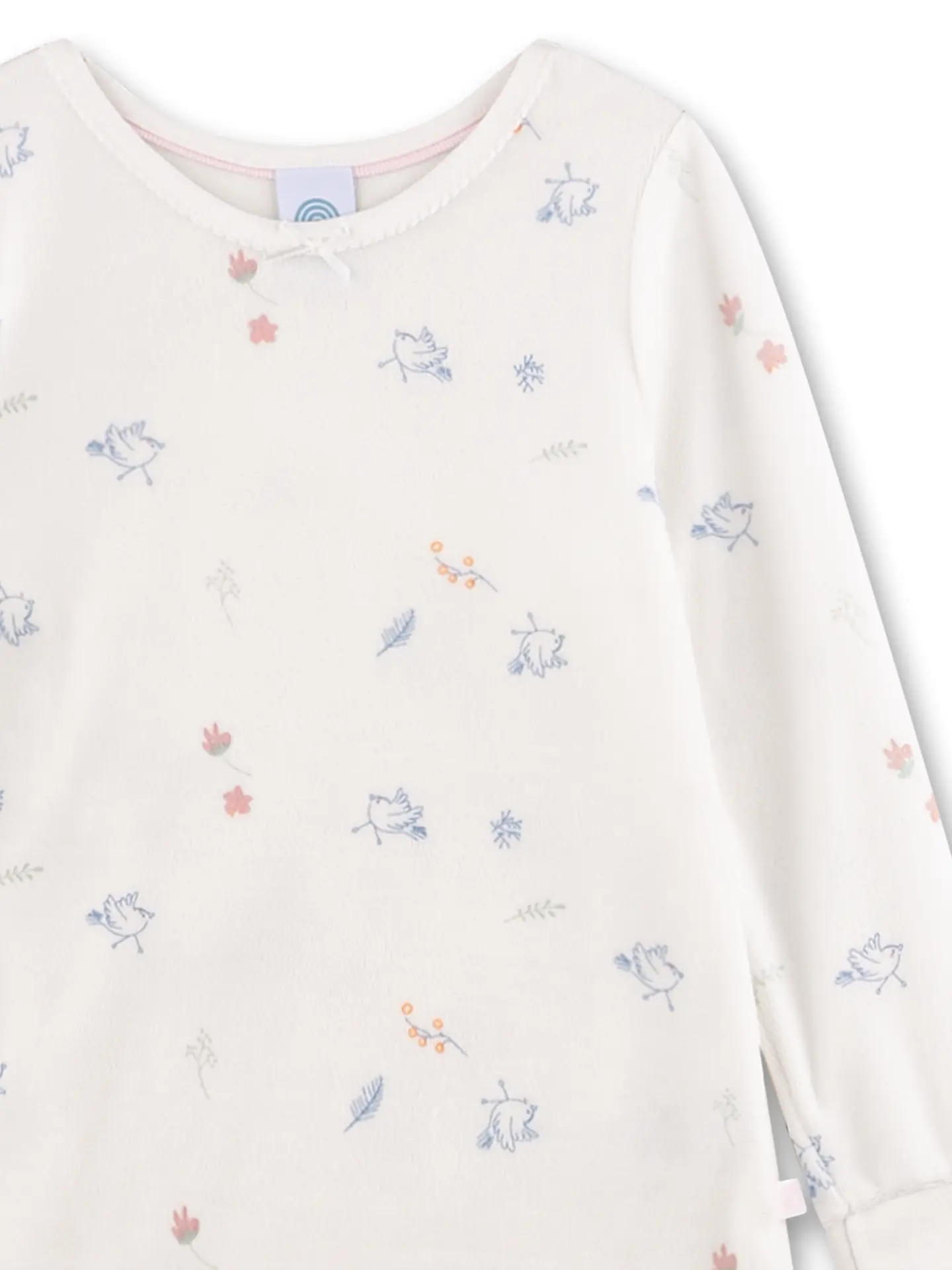 Sanetta Nicki Pyjama Schlafanzug in Weiß - Vogel & Blumen