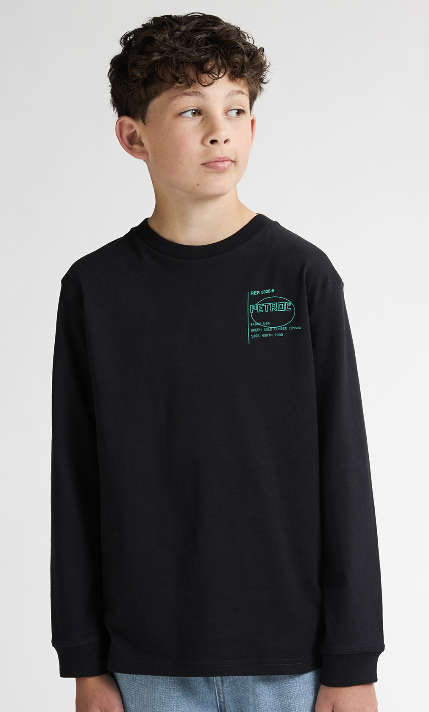 Perol Industries Jungs Langarmshirt in Schwarz mit Backprint