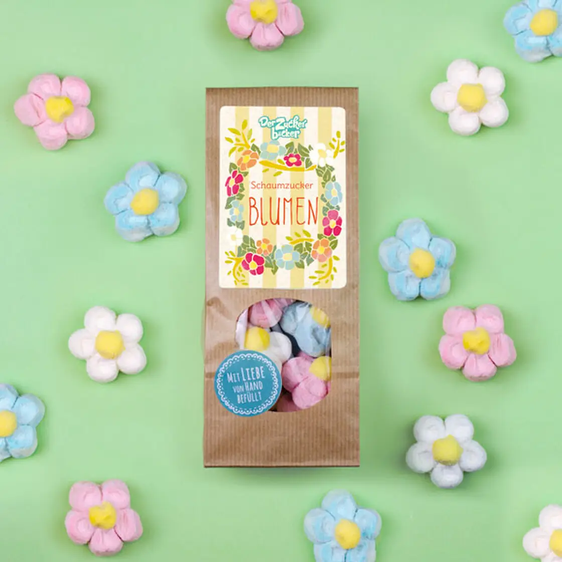 Der Zuckerbäcker Bunte Marshmallows Wundertüte - Schaumzucker Blumen 