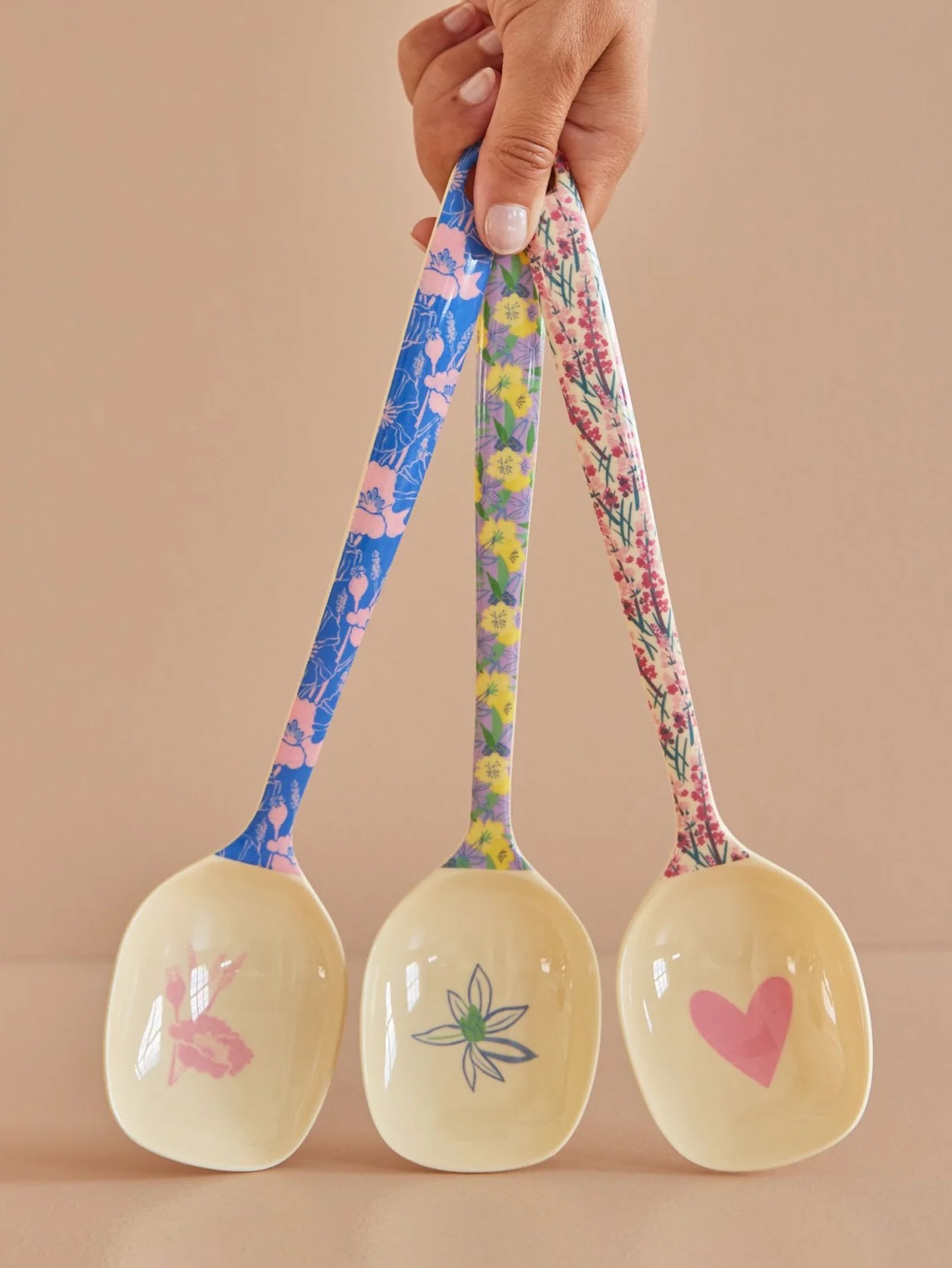 RICE Melamin Kochlöffel - Lila - Fancy Pansy Prints