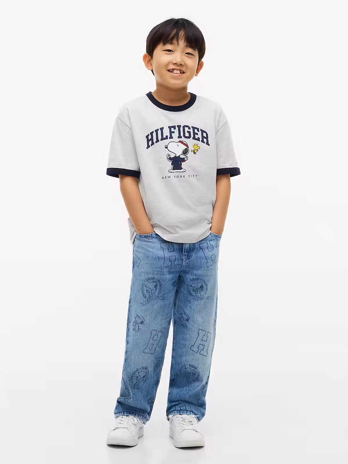 Tommy Hilfiger Peanuts Unisex Kurzarm Ringer T-Shirt - Snoopy