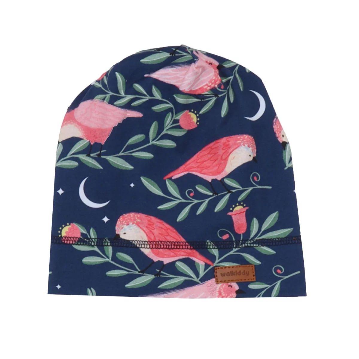 Walkiddy Beanie in Flieder - Pinky Birds - Vögel