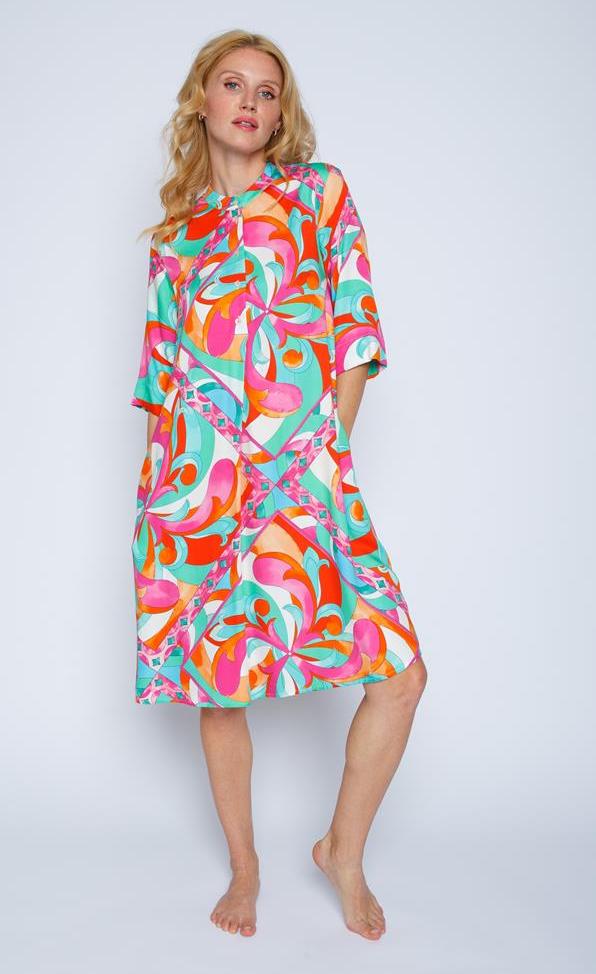 Emily van den Bergh Lässiges Blusenkleid mit Retro Print
