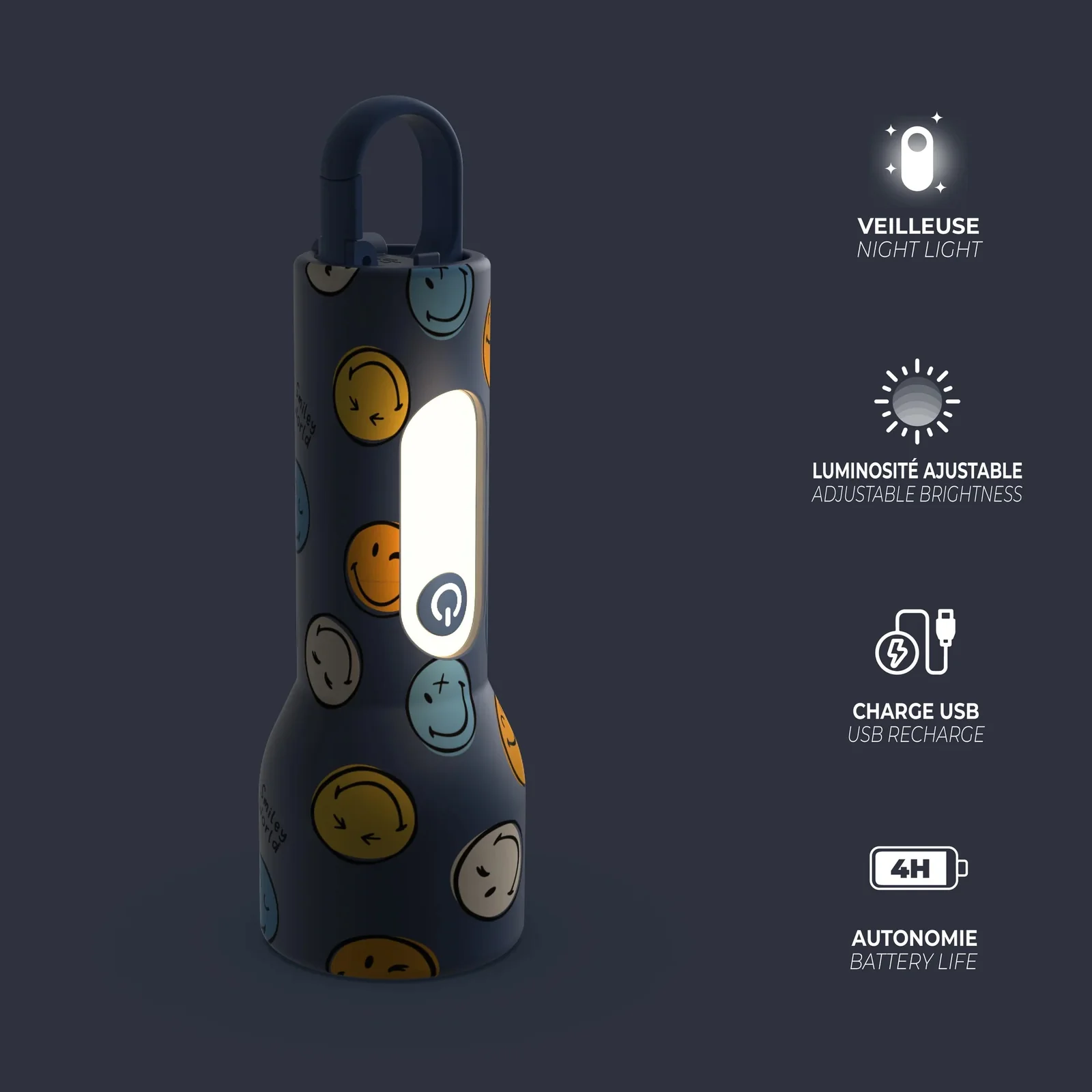 MOB Taschenlampe Smiley Glowy Blau MOB Taschenlampe Smiley Glowy Blau