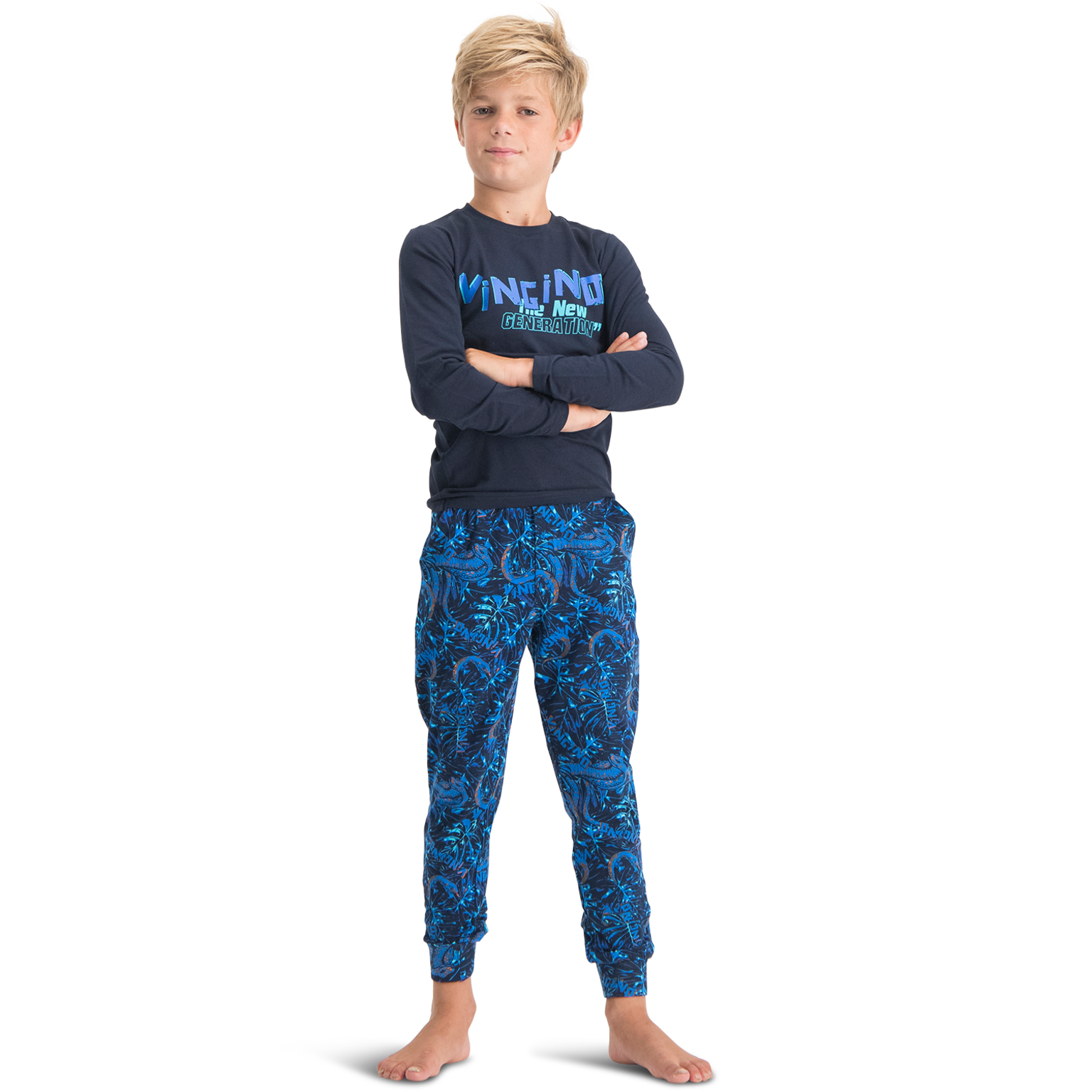 Vingino Pyjama Wungle in Blau - Langarm und lange Hose