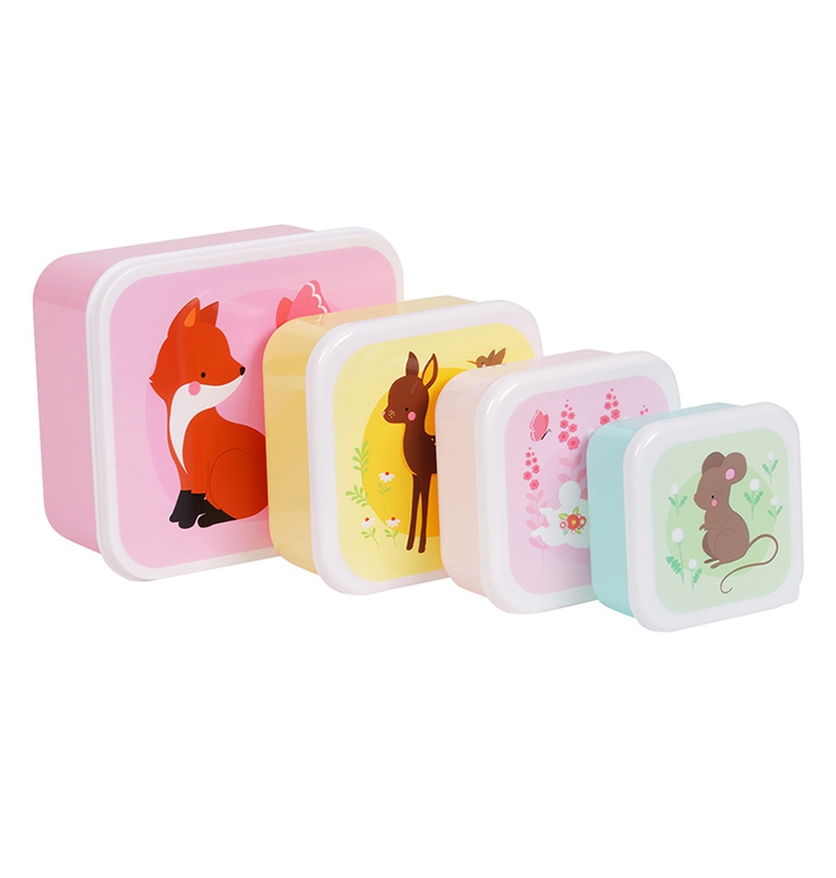 A Lovely Little Company Brotzeitbox Set von 4 - Waldfreunde