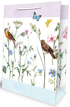 Geschenktute-Gross-363-90 Edition Gollong Geschenktasche Large - Blumen, Vogel & Schmetterlinge - Large