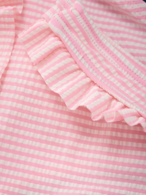 Color Kids Bikini mit Rüschen Seersucker Neon Pink Gestreift