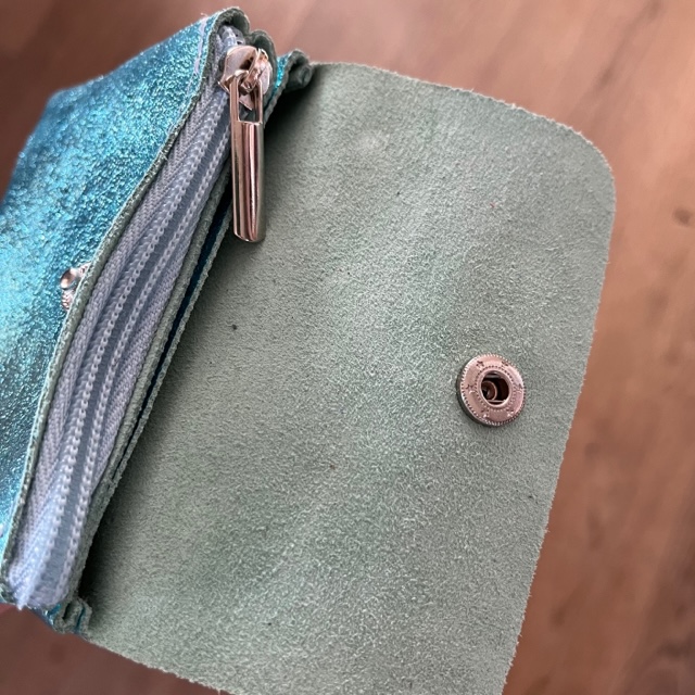 BFF Soft Leder Glitzer Geldbeutel in Aqua Türkis - Klein