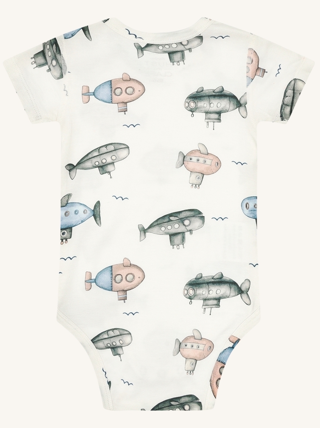 Hust & Claire Kurzarm Bambus Body in Hellblau mit U-Boote Submarine