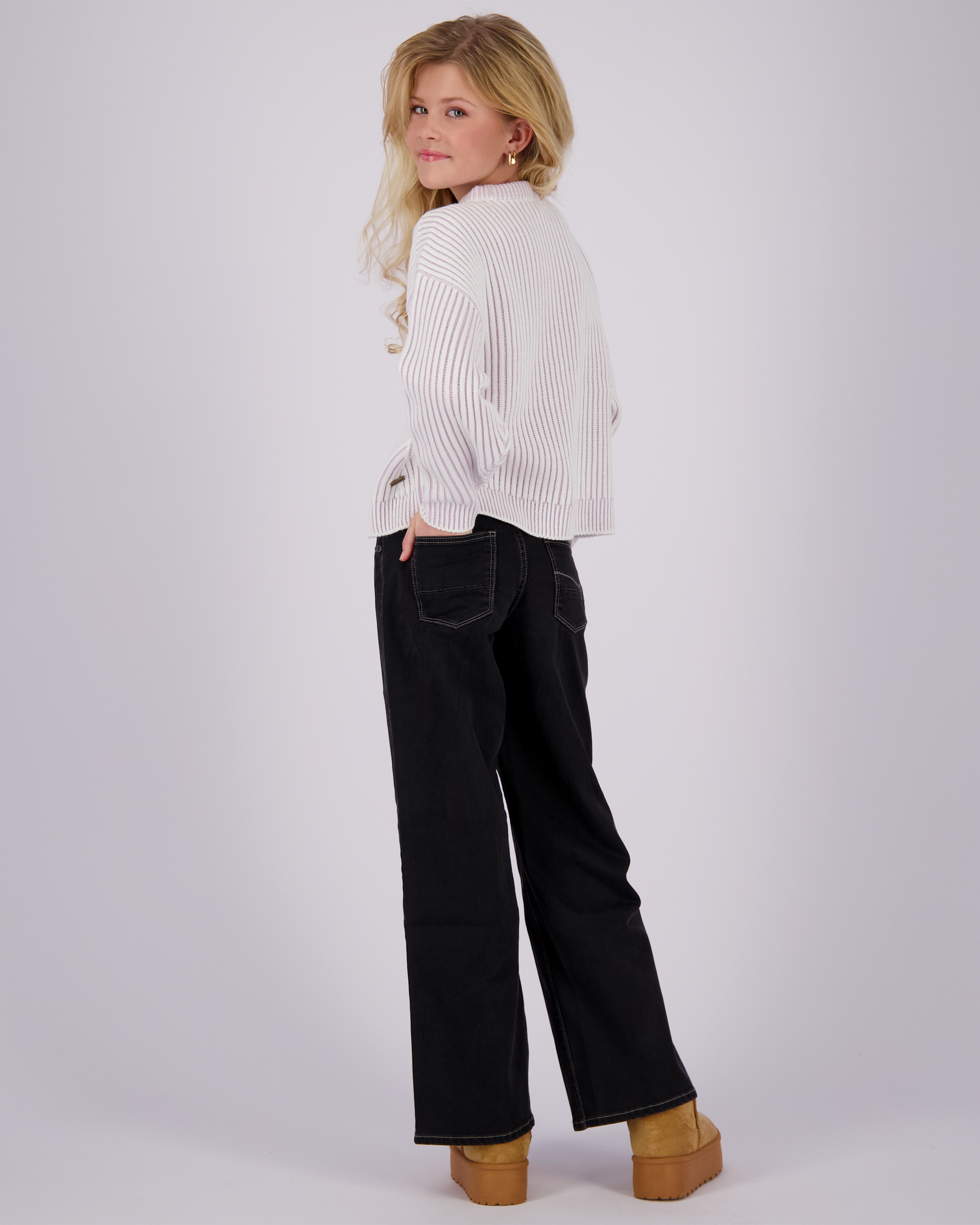 Vingino Jeans Bellini Wide Leg Black Denim Jean - Schwarz