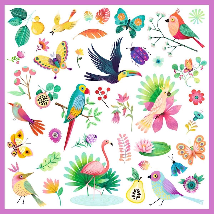 DJ09271-Sticker-Paradies-3 Djeco Stickers Paradies - Blumen & Vogel