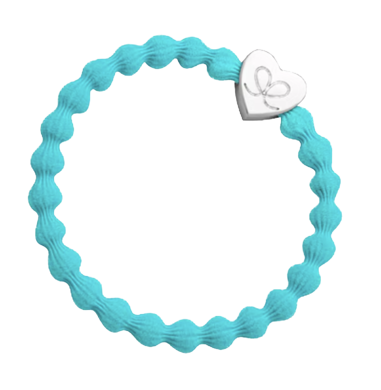 By Eloise Armband/Haargummi mit Charm - Silber Herz auf Türkis By Eloise Armband/Haargummi mit Charm - Silber Herz auf Türkis