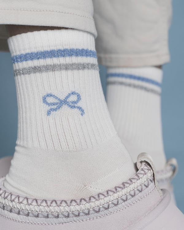le ooley Socken Sportliche Tennis-Socken Hellblaue Schleifen - Paris Chi Chi le ooley Socken Sportliche Tennis-Socken Hellblaue Schleifen - Paris Chi Chi