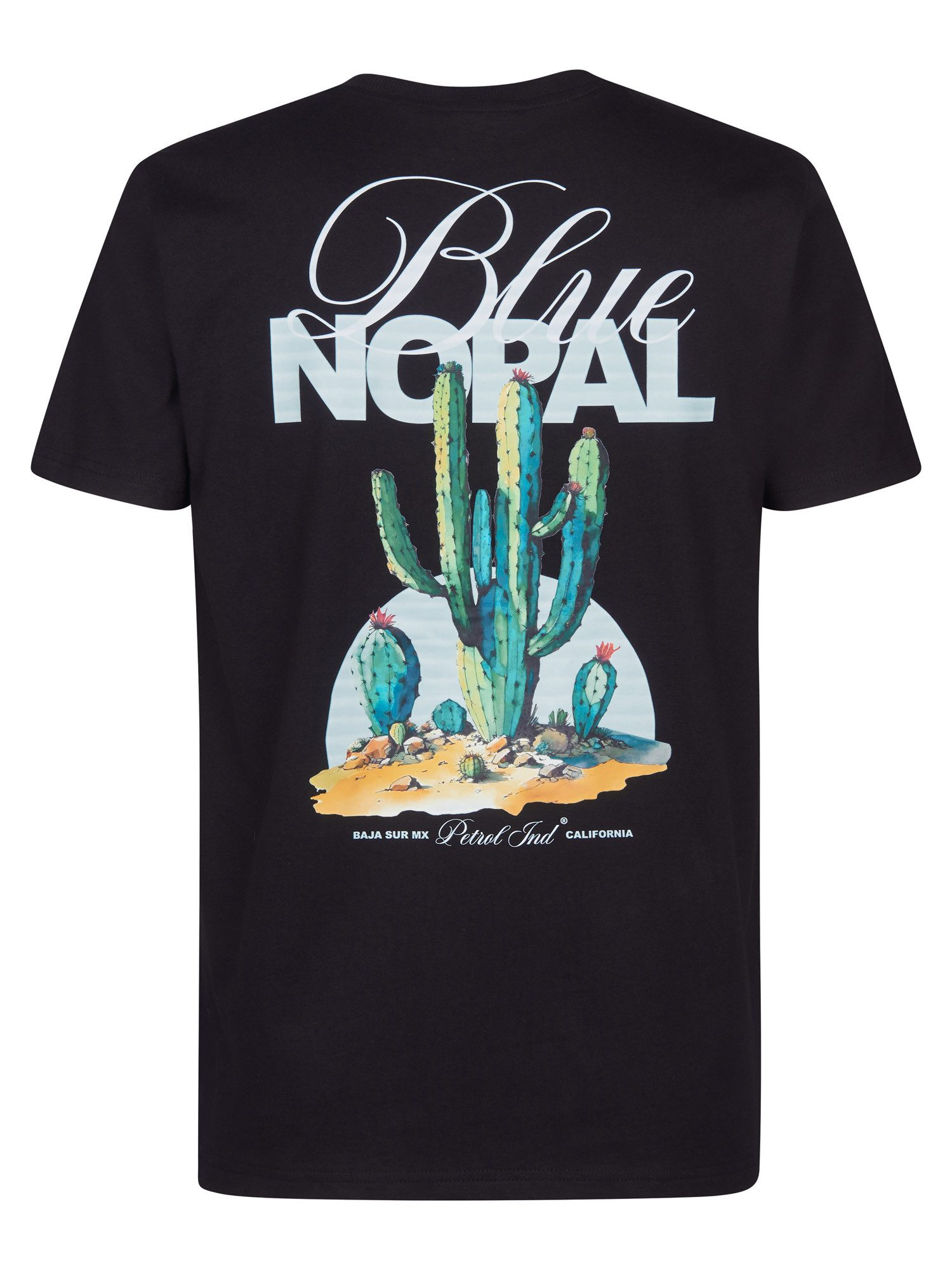 Petrol Industries Heren T-Shirt in Schwarz - Blue Nopal Kaktuss Backprint Petrol Industries Heren T-Shirt in Schwarz - Blue Nopal Kaktuss Backprint