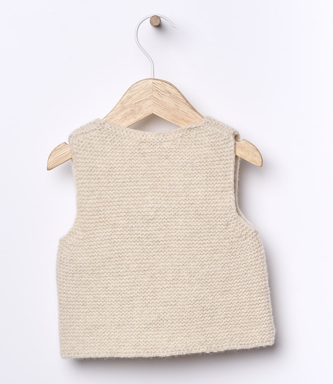 wedoble Merinowolle Strickweste n Beige Melange mit Holzknopf - Little Teddy Bear wedoble Merinowolle Strickweste n Beige Melange mit Holzknopf - Little Teddy Bear