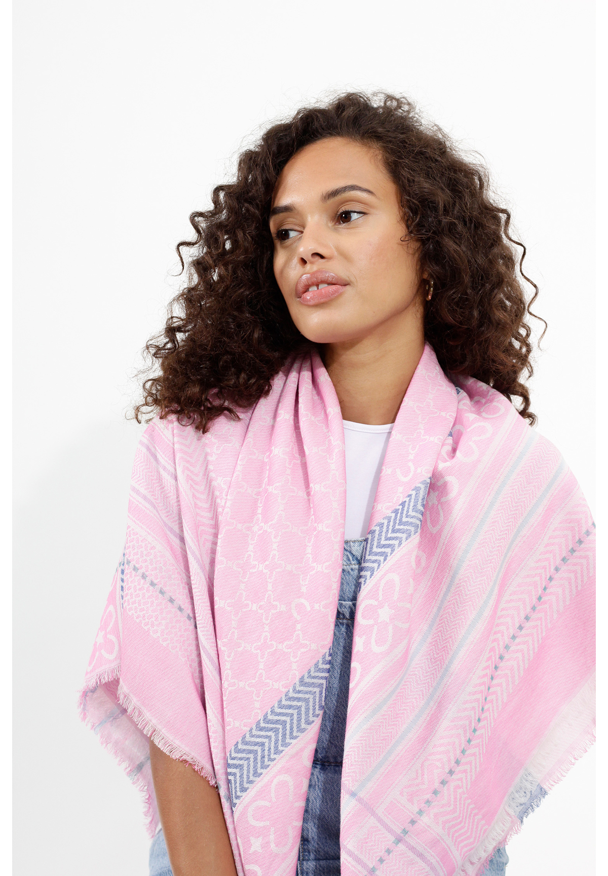 Codello Jacquard Tuch mit Gewebtem Logo Muster in Rosa - SALE