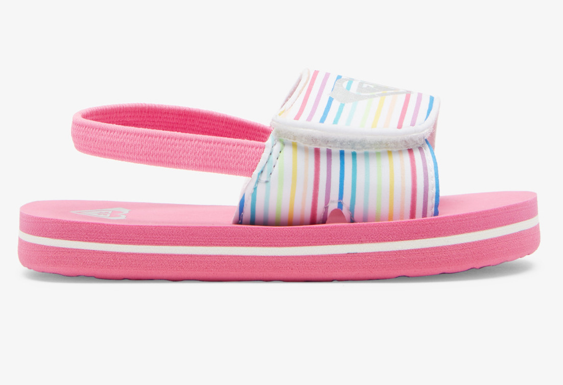 arol100012_roxy-p_pnk_frt2 Roxy Girls Finn Badeschuhe Sandale in Pink mit Regenbogen Streifen - SALE