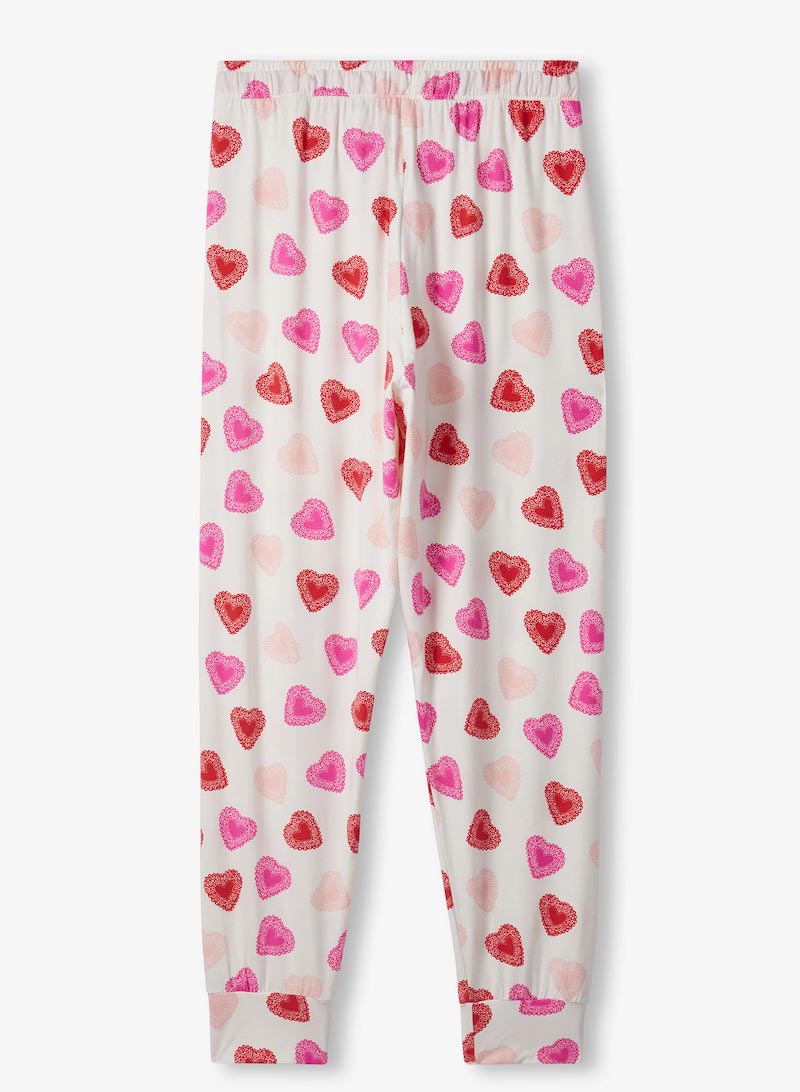 Hatley Damen Super Weiche Bambus Viskose Pyjama in Creme - Herzen - SALE