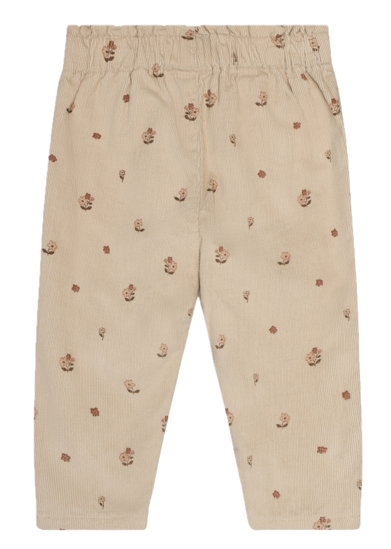 Minymo Cordhose Beige mit Altrosa Blumen Allover