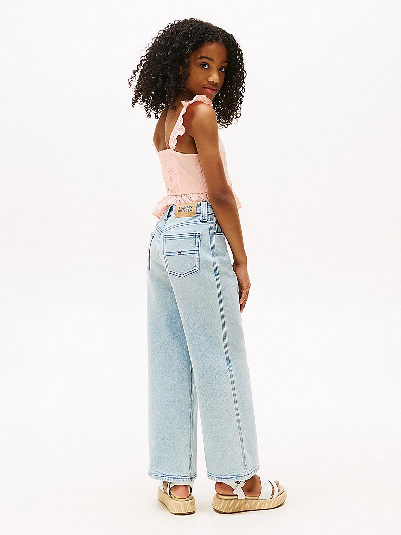 Tommy Hilfiger Mable Wide Leg Jeans Bleach Blau Effekt Tommy Hilfiger Mable Wide Leg Jeans Bleach Blau Effekt