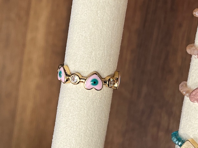 Lua Ring für Damen Gold Herzen - Rosa & Grün