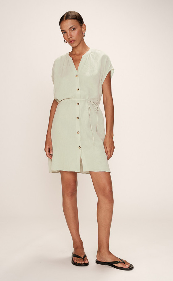 Grace & Mila Rozana Kurzes Musselin Sommerkleid in Menthe Pastellgrün - SALE Grace & Mila Rozana Kurzes Musselin Sommerkleid in Menthe Pastellgrün - SALE