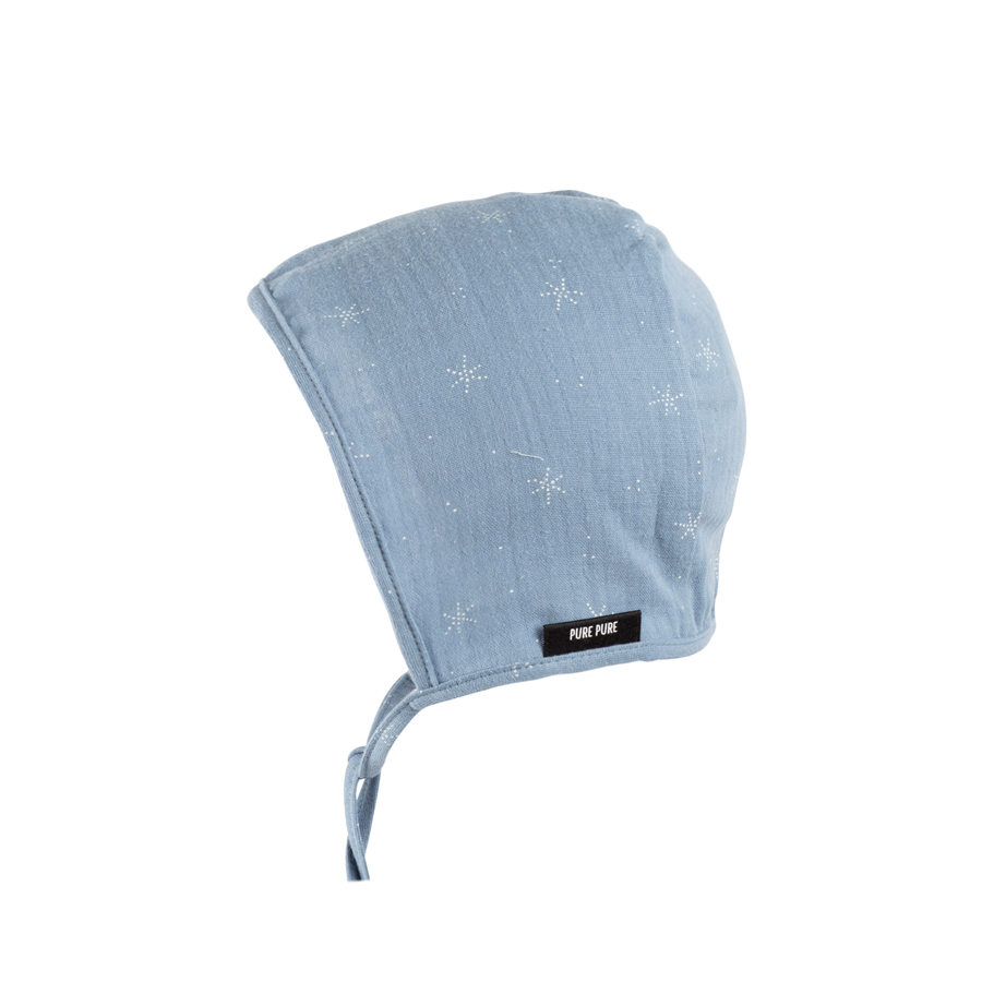 PURE PURE Baby Häubchen in Storm Blau Muslin