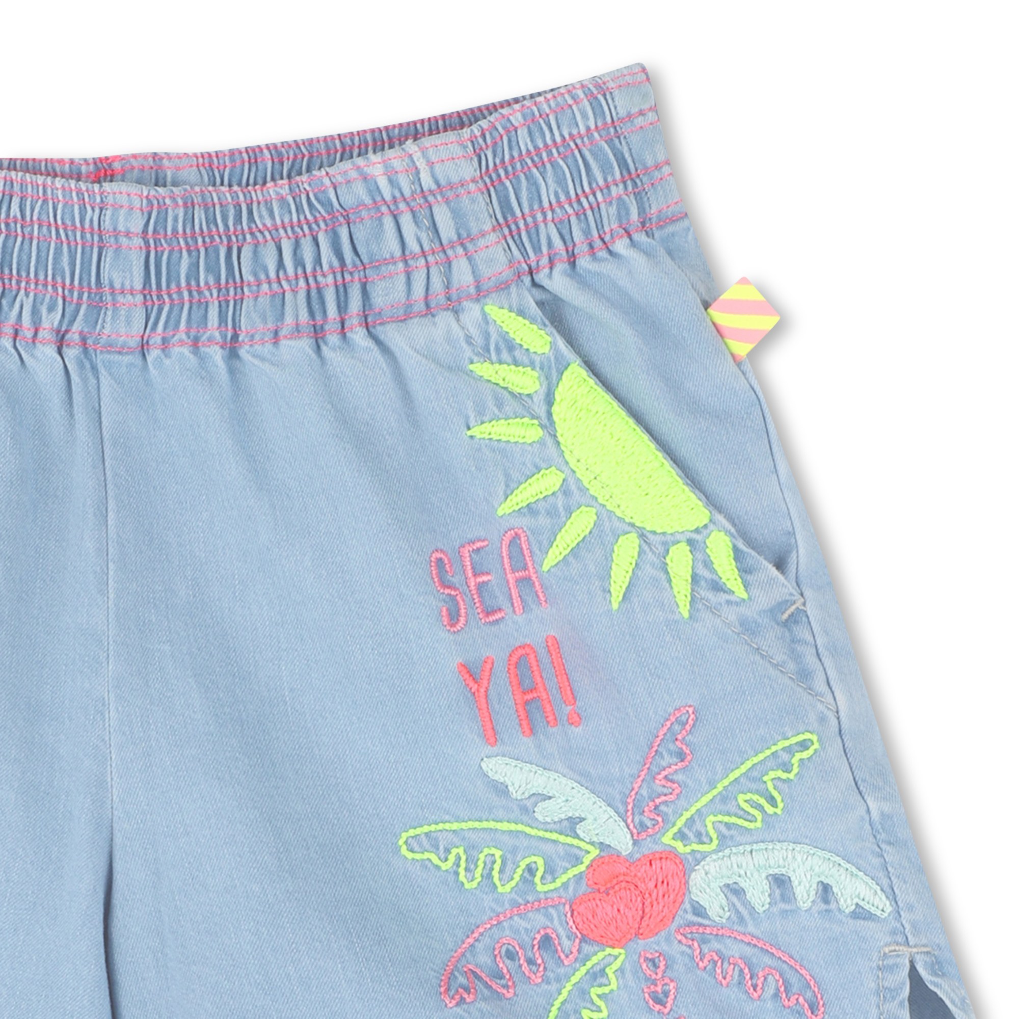 Billieblush Leichte Jeans Short in Hellbau mit Palmen Stickerei Billieblush Leichte Jeans Short in Hellbau mit Palmen Stickerei