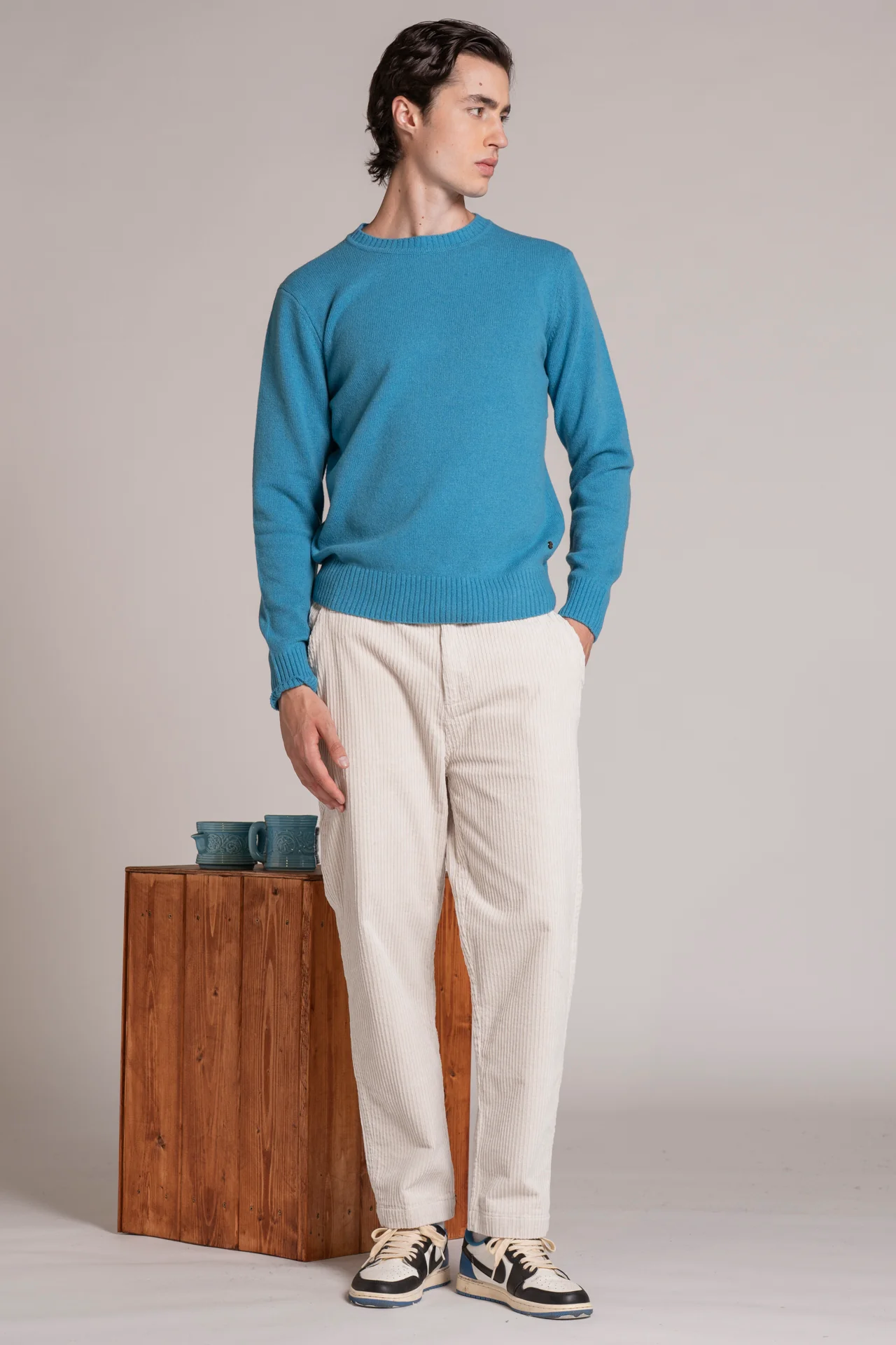 IMPURE George Strickpulli Wolle Pullover in Turquoise - Türkis