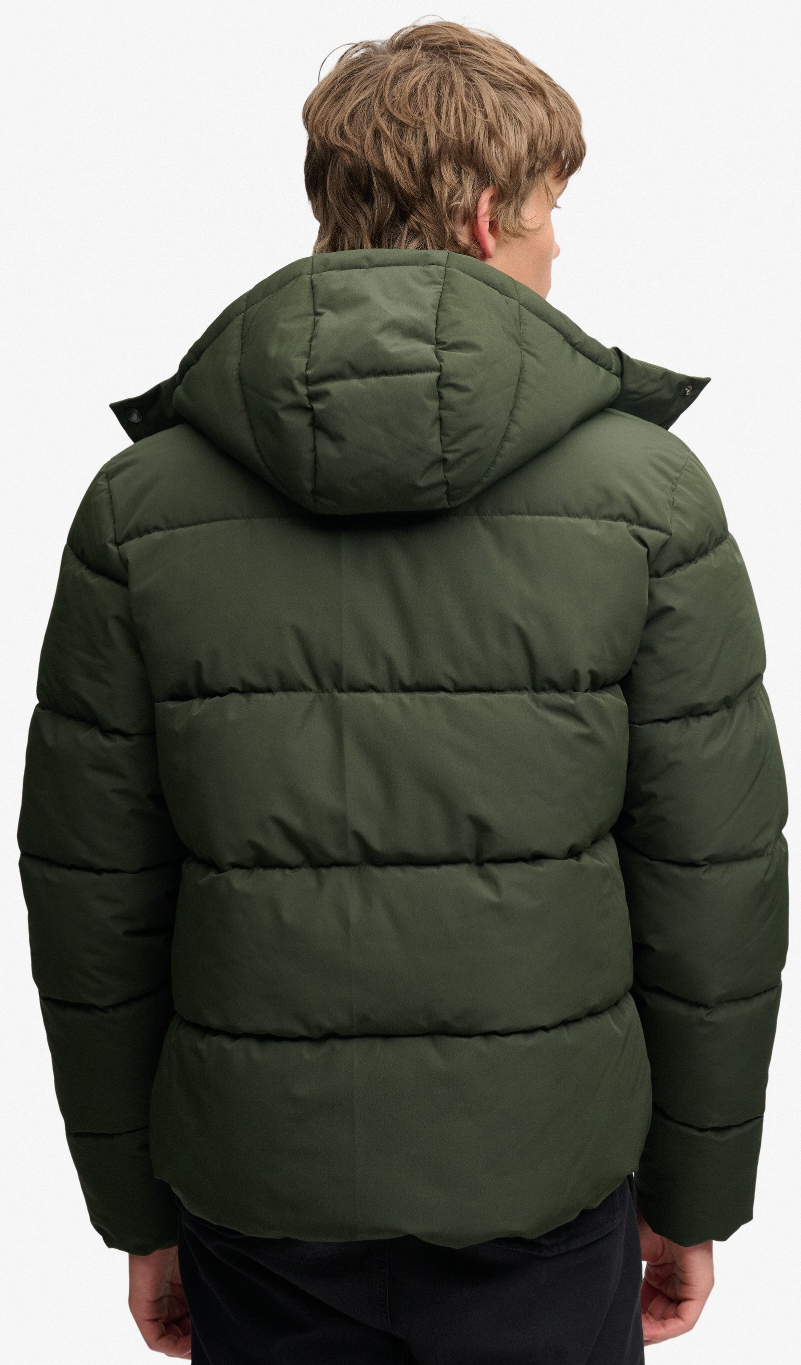 Superdry Herren Premium Kapuzen Pufferjacke in Grün