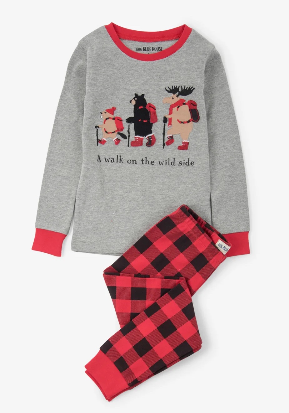 Little Blue House Kinder Pyjama in Rot & Grau - A Walk on the Wild Side Little Blue House Kinder Pyjama in Rot & Grau - A Walk on the Wild Side
