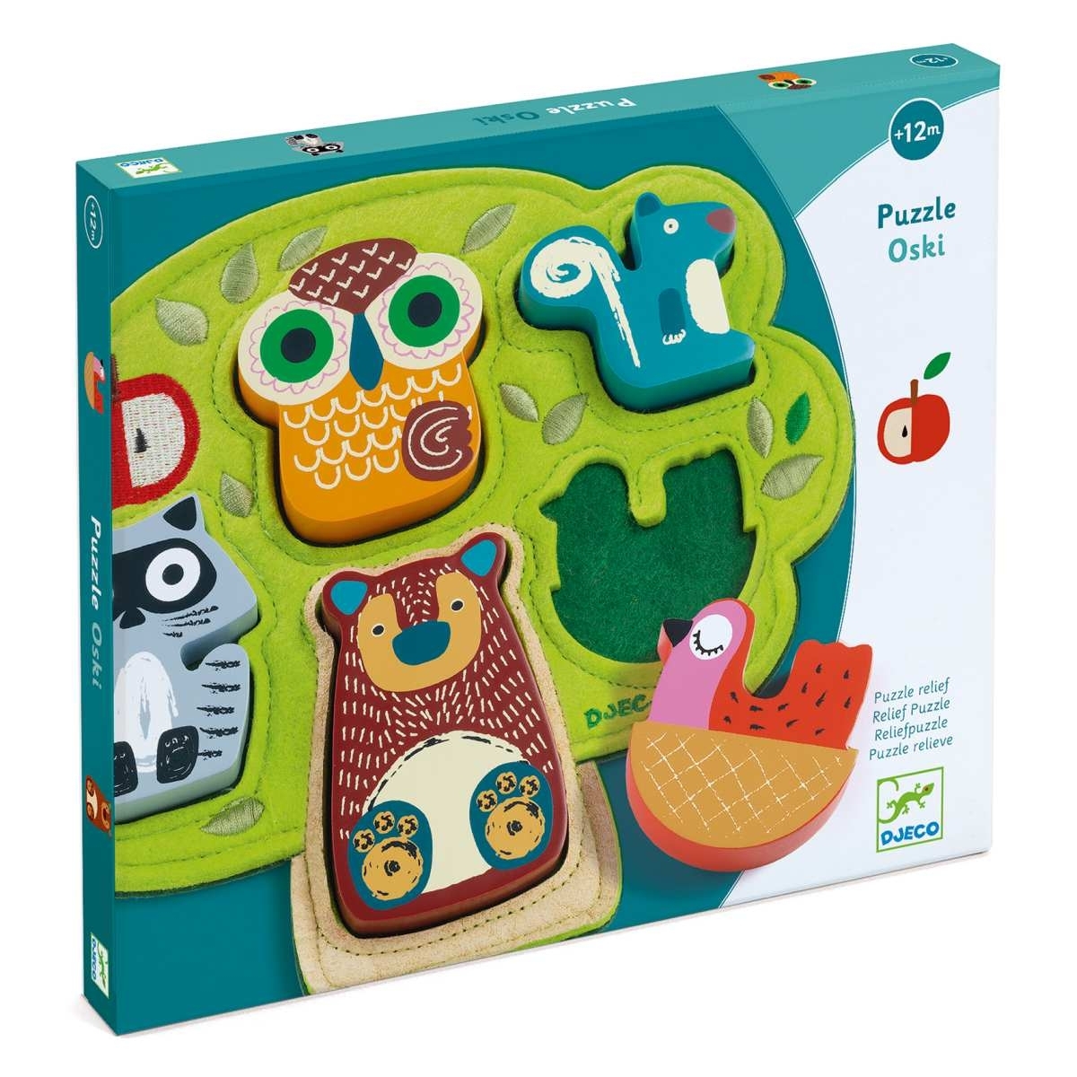 Djeco Oski Puzzle aus Filz und Holz - Baum & Tiere