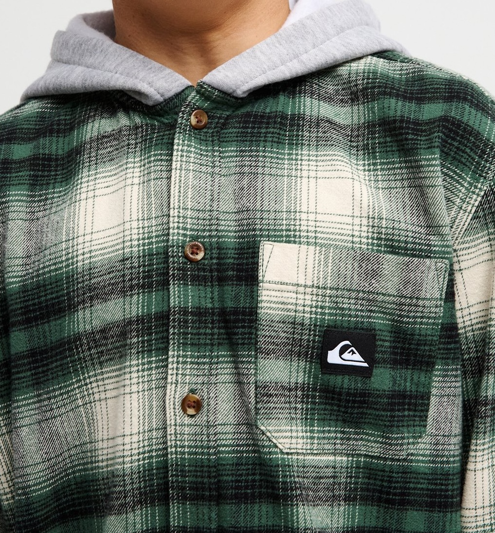 Quiksilver Timetable Flannel Hemd mit Hoodie Holzfäller Karo Grün Quiksilver Timetable Flannel Hemd mit Hoodie Holzfäller Karo Grün