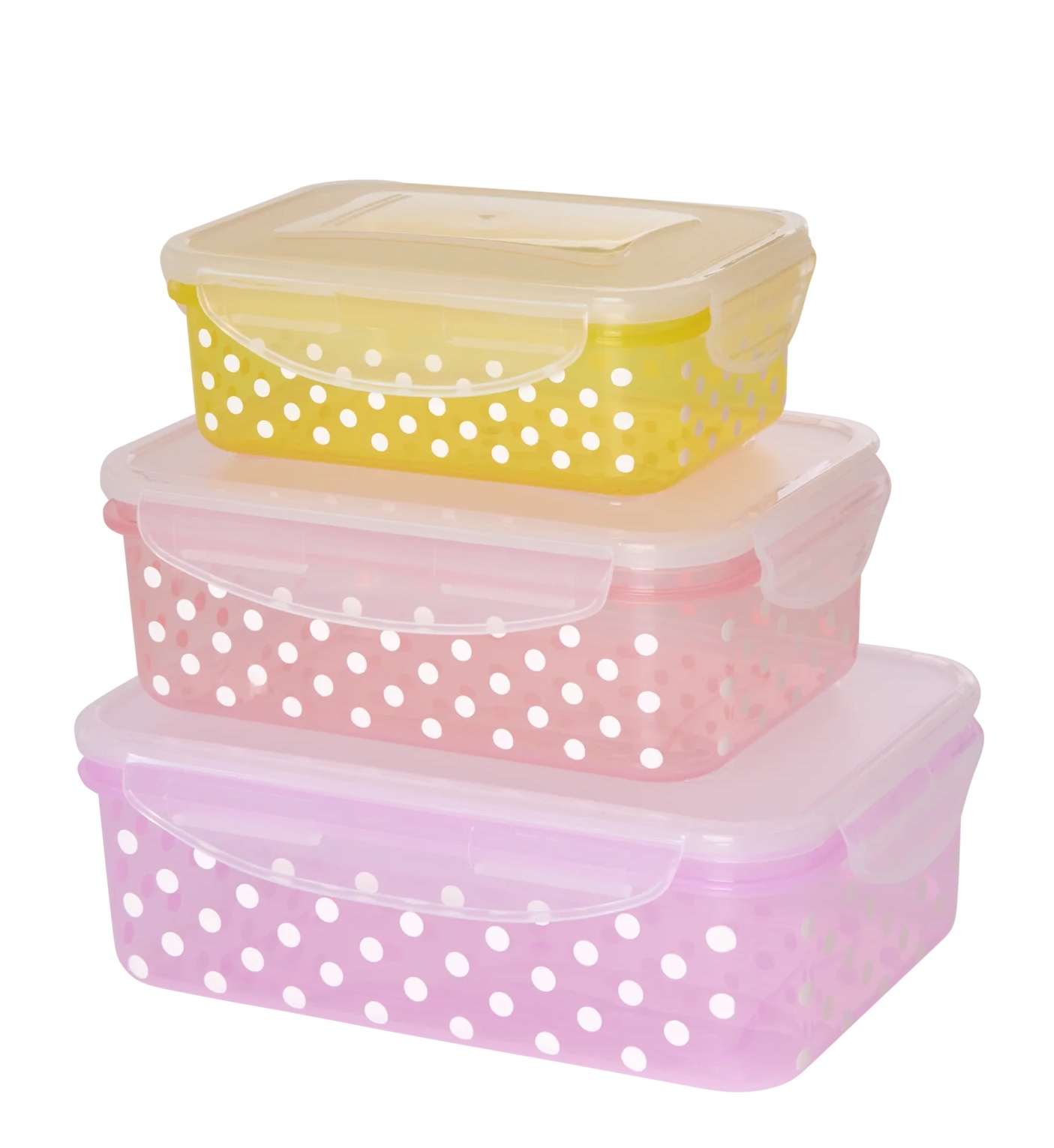 RICE Rechteckig Brotzeit Brotdose Set Gepunktet - Orchid, Rosa & Gelb - SALE