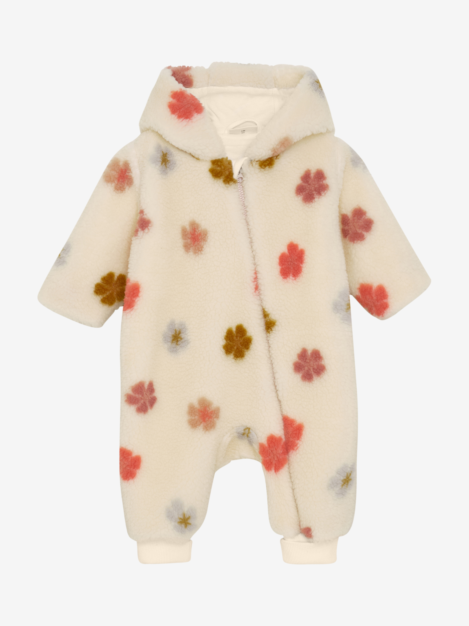 Minymo Teddyfellanzug mit Futter - Sandshell/Creme mit Blumen Minymo Teddyfellanzug mit Futter - Sandshell/Creme mit Blumen