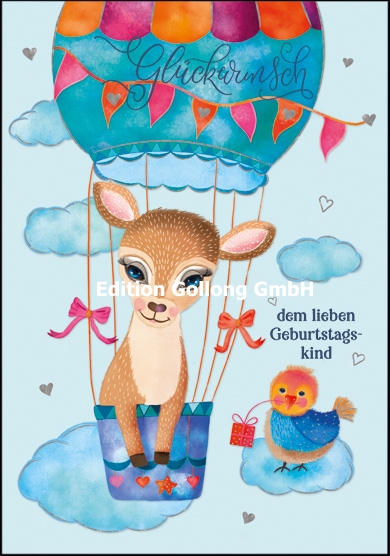 Edition Gollong Grußkarte - dem lieben Geburtstagskind alles Gute - Heißluftballon - SALE