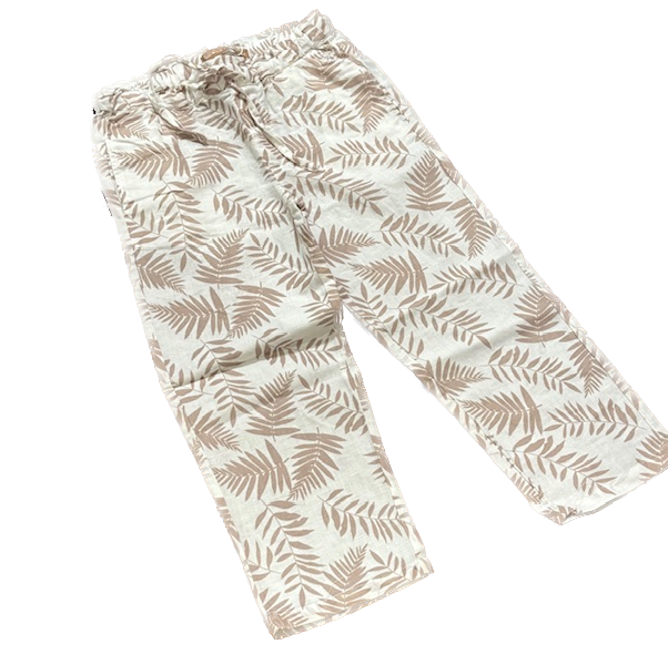 Weekend á la Mer Sommerhose Creme Leinenhose mit Beige Palmen Weekend á la Mer Sommerhose Creme Leinenhose mit Beige Palmen