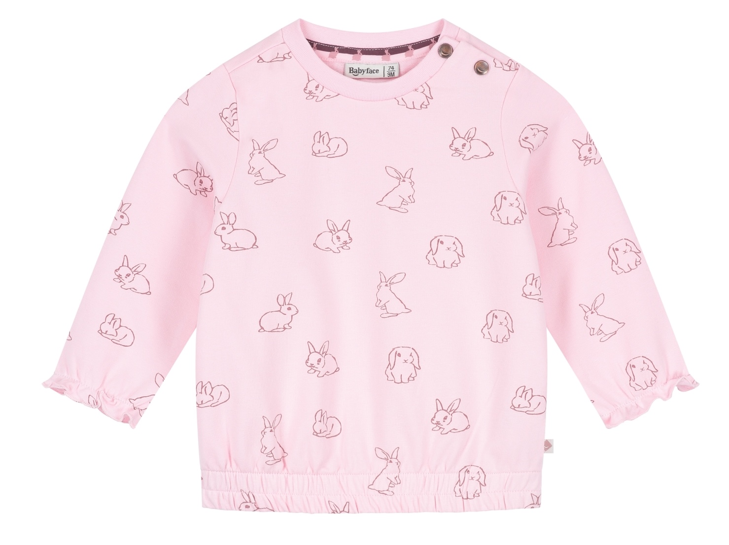 Babyface Baby Sweatshirt in Blush Rosa mit Hasen Allover