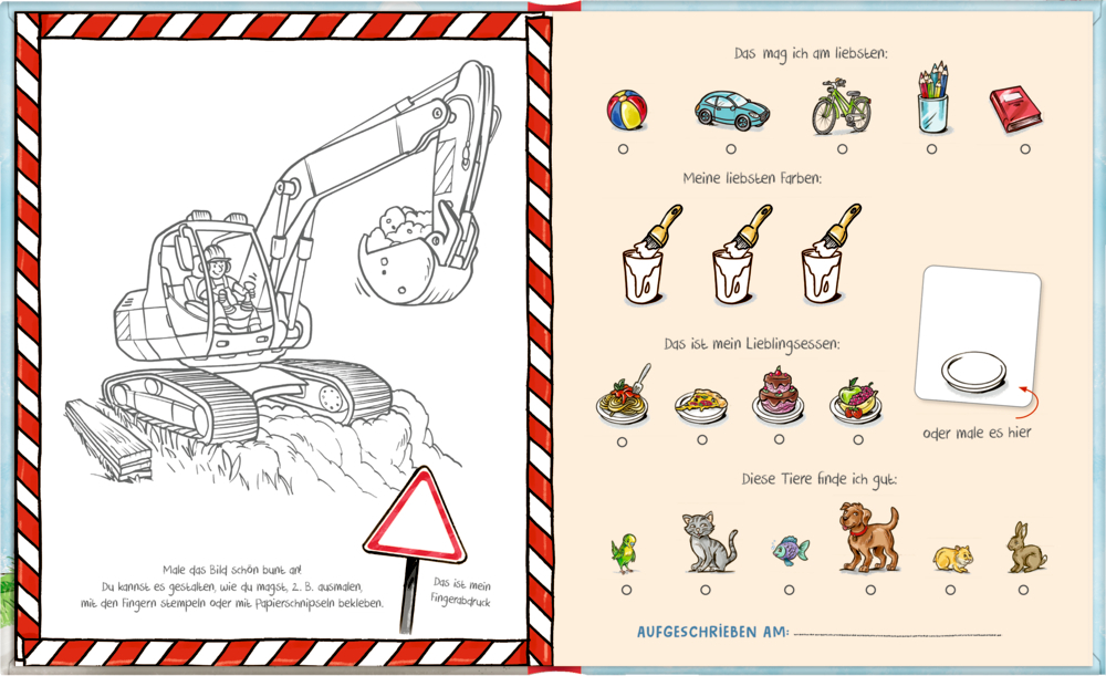 Spiegelburg Freundebuch: Meine Kindergartenfreunde - Bunte Fahrzeuge - Feuerwehr, Traktor, Polizei