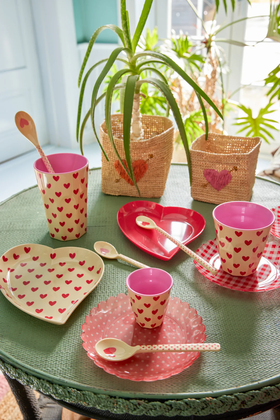 RICE Herz Platte - Crème - Darling Hearts Print