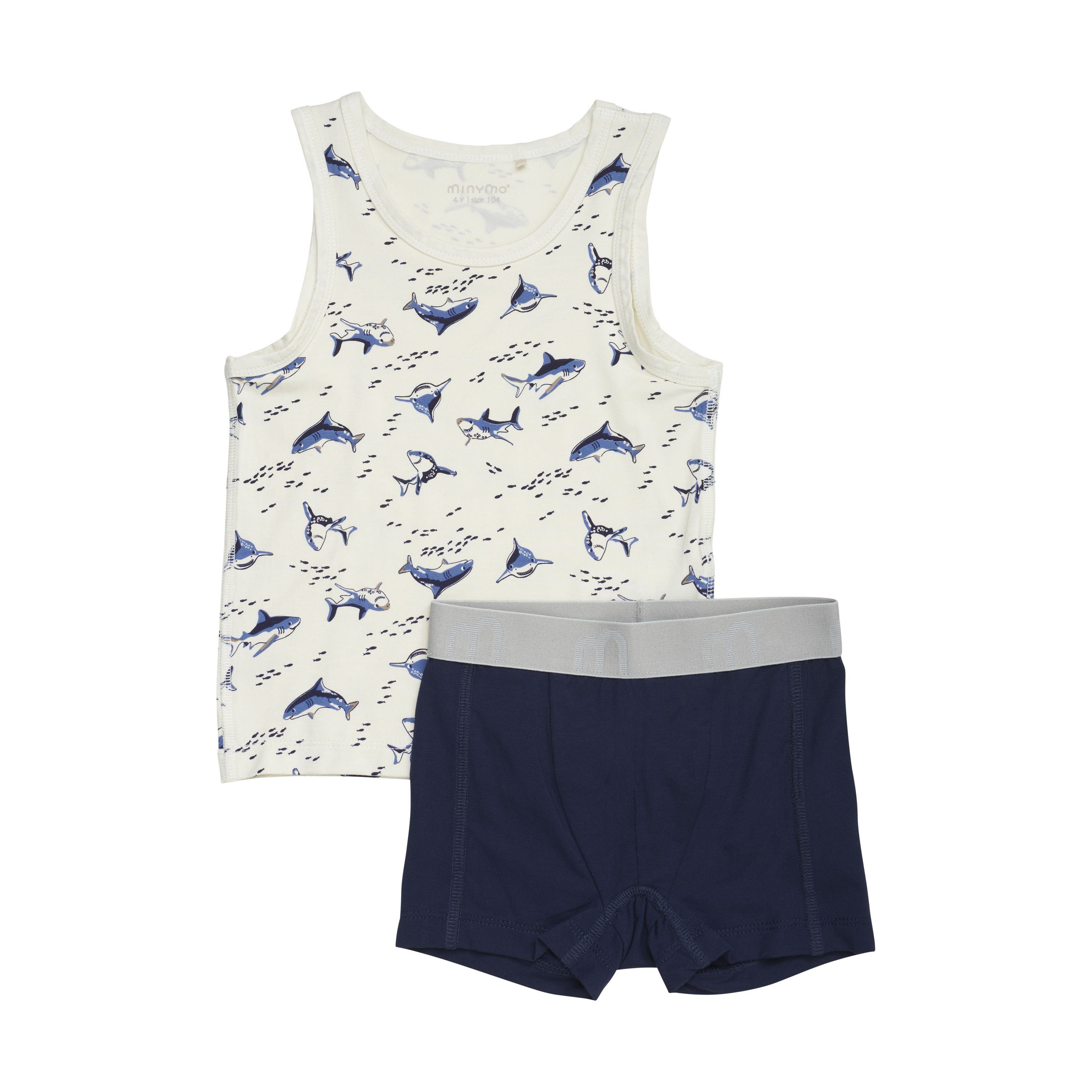 5210_753_A Minymo Unterwäsche Set - Bambus Viskose Navy & Haie - Unterhemd & Unterhose