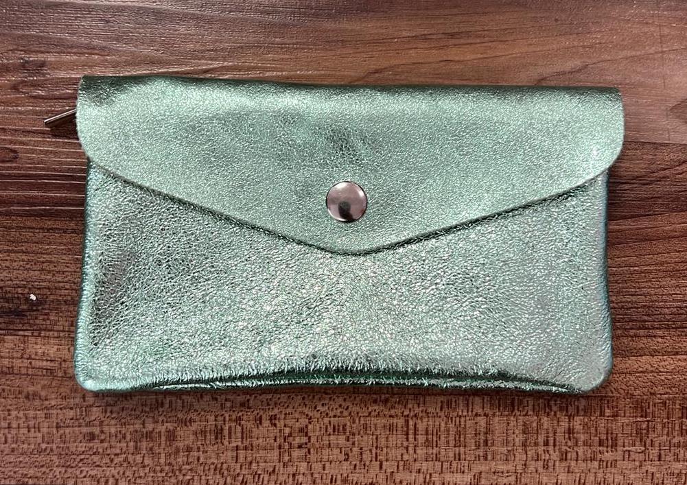 BFF Soft Leder Glitzer Geldbeutel in Mint Glam - Large