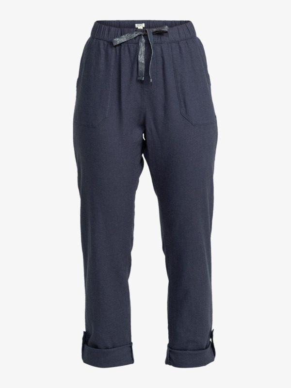 Roxy On The Seashore - Cargo Hose aus Leinen in Mood Indigo Dunkelblau